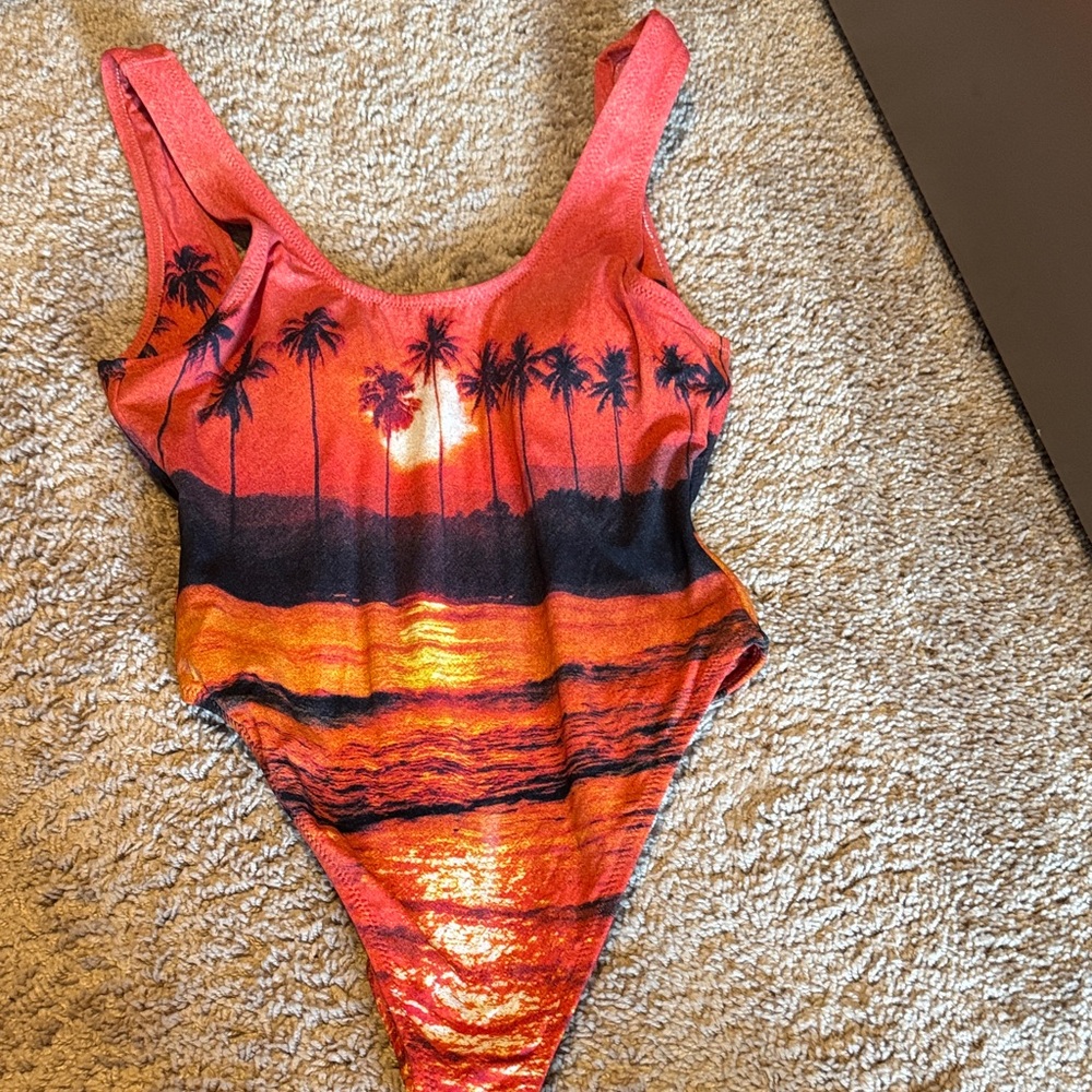Sunset Print One Piece Swimsuit